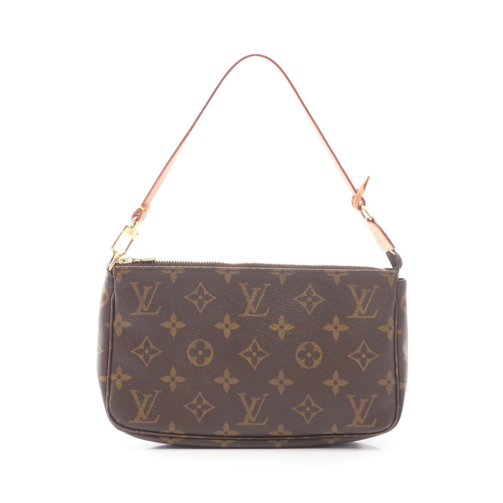 Louis Vuitton Pochette Accessoires Handbag Canvas Leather Monogram Brown